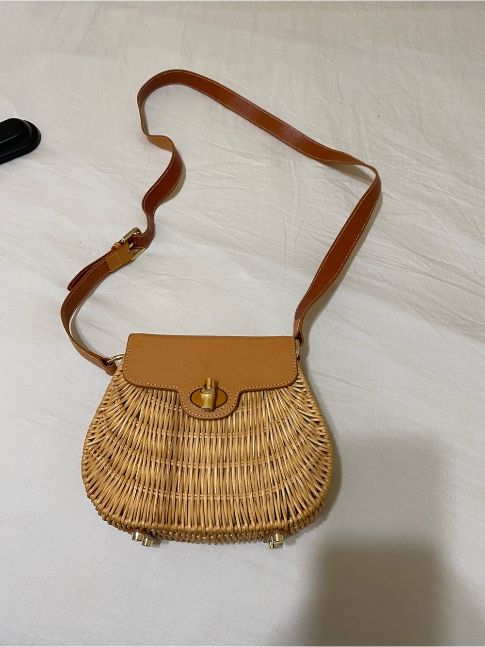 J. McLaughlin Leather and Woven Saddle crossbody Bag Size 3x7x8 - Picture 15 of 15